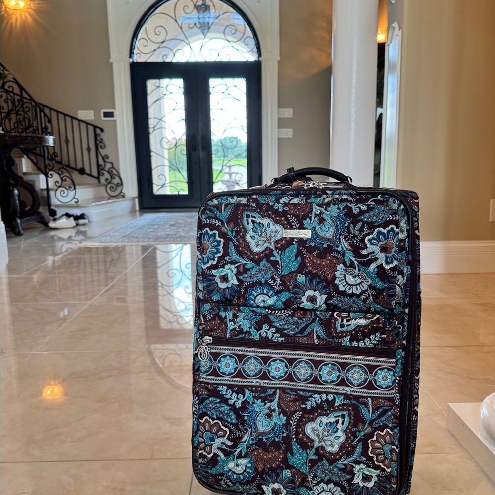 Vera Bradley Blue and Brown Floral Suitcase